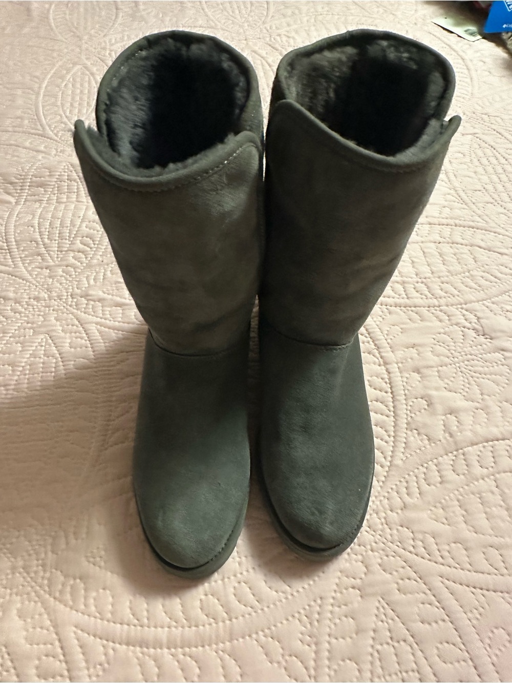 UGG Mid-Calf Suede Shearling Boots - Charcoal